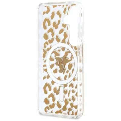 7. Etui Guess IML Leopard Print Triangle MagSafe na Samsung Galaxy S26 - brązowe