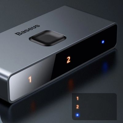 10. Baseus dwukierunkowy przełącznik rozdzielacz splitter switcher HDMI - 2x HDMI 4K / 30 Hz szary (CAHUB-BC0G)