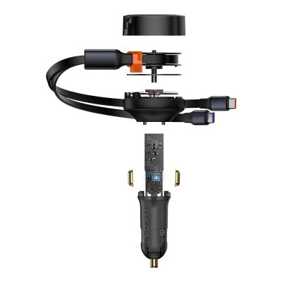 5. Ładowarka samochodowa 2w1 33W 2x USB C (męskie) Baseus Enjoyment - czarna