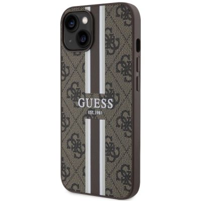 2. Etui Guess 4G Printed Stripes MagSafe na iPhone 14 Plus - brązowe