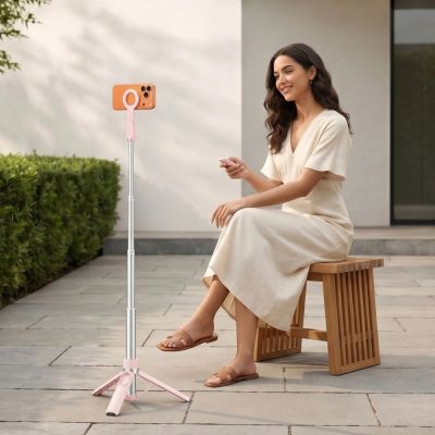 10. Selfie stick Tech-Protect L11S MagSafe Bluetooth - różowy