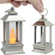 ŚWIECA LATARNIA LED 9CM SREBRNY