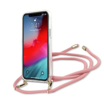 4. Etui Guess Script Vintage na iPhone 12 mini - różowe