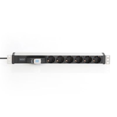 3. Digitus Listwa zasilająca PDU 19" Rack, 6x schuko, 2.0m, 1x wtyk unischuko, 16A, wyłącznik nadprądowy, profil aluminiowy