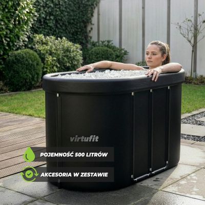 6. VIRTUFIT WANNA LODOWA OWALNA 500 LITRÓW ANTRACYT Z AKCESORIAMI