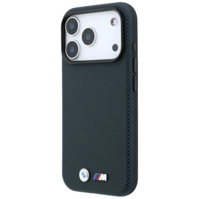2. Etui BMW M Quadrille Kevlar Metal Logo MagSafe na iPhone 17 Pro / 18 Pro -  granatowe
