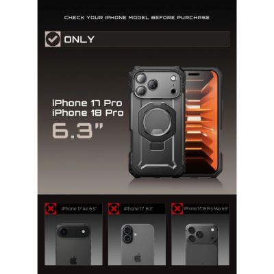 6. Etui Supcase Grip Pro Mag MagSafe na iPhone 18 Pro / 17 Pro - czarne