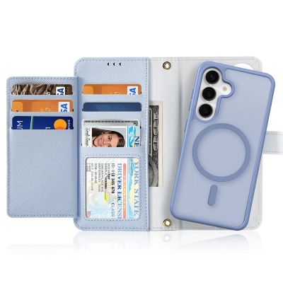 12. Etui skórzane Dux Ducis Lawa na Samsung Galaxy S25+ z odłączanym portfelem magnetycznym - niebieskie
