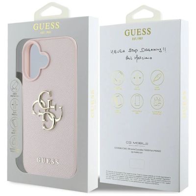 8. Etui Guess Grained Big 4G Logo Small Classic Logo na iPhone 16 - różowe