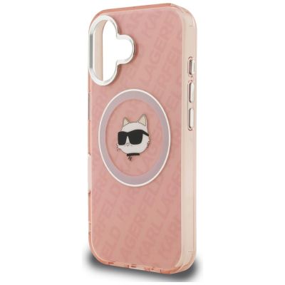 6. Etui Karl Lagerfeld IML Choupette Head Logo MagSafe na iPhone 16 - różowe
