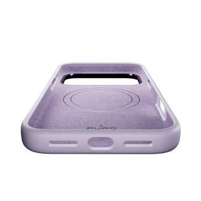 6. Etui silikonowe Puro Icon Mag Pro Liquid Silicone na iPhone 17 Pro kompatybilne z MagSafe, z ochroną aparatu i aluminiowymi przyciskami - lawendowe
