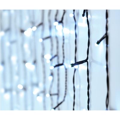 26. LAMPKI CHOINKOWE KURTYNA ŚWIETLNA ZEW 180 LED STEROWNIK TIMER ZIMNY BIAŁY KABEL ZIELONY