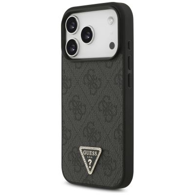 2. Etui Guess Leather 4G Triangle Strass MagSafe na iPhone 18 Pro / 17 Pro - czarne