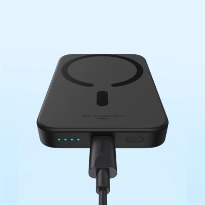 10. Powerbank Baseus Magnetic Mini Air 6000mAh 20W z ładowaniem indukcyjnym z kablem Baseus Simple USB-C (20V/3A) 30cm - czarny