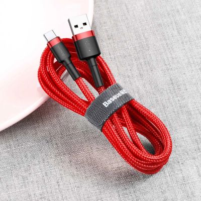 4. Kabel Baseus Cafule USB-A / USB-C QC 3.0 3A 1 m - czerwony