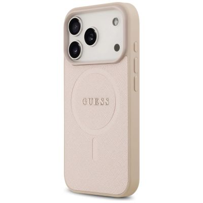 2. Etui Guess Saffiano Classic Logo MagSafe na iPhone 17 Pro - różowe