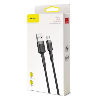 18. Baseus Cafule Cable wytrzymały nylonowy kabel przewód USB / micro USB 2A 3M czarno-szary (CAMKLF-HG1)