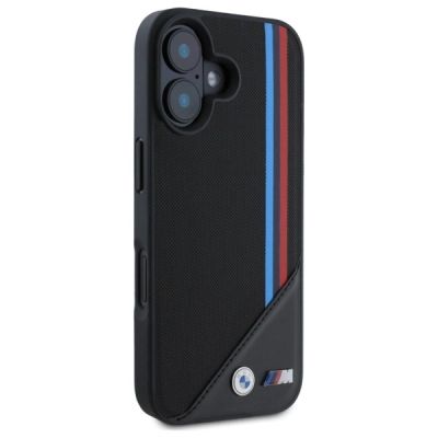 4. Etui BMW M Meshed Tricolor Stripes MagSafe na iPhone 16 - czarne