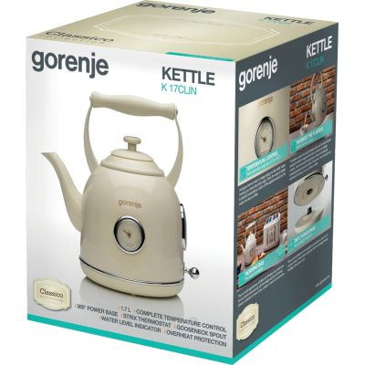 16. Czajnik elektryczny Gorenje K17CLIN Classico 1,7l (beżowy)