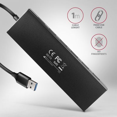 7. Axagon HUE-F7A 7x USB 3.2 Gen 1 ALU FLAT hub micro power IN 1m USB-A USB 3.2 Gen 1 (3.1 Gen 1) Type-A 5000 Mbit/s Czarny