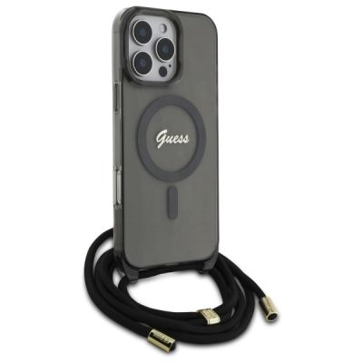 3. Etui Guess Crossbody Cord Script MagSafe na iPhone 16 Pro Max - czarne