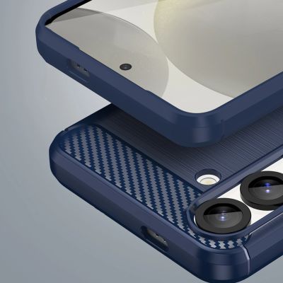 8. Etui silikonowe Carbon Case na Samsung Galaxy S25 Edge - niebieskie