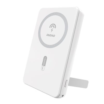 Powerbank magnetyczny Dudao K14S+ 10000mAh 22.5W USB-A + USB-C kompatybilny z MagSafe z podstawką - biały