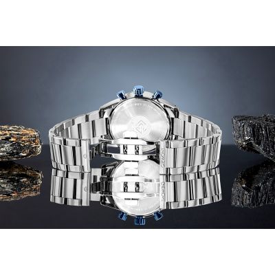 7. Zegarek Męski Giewont Chronograph Sapphire Srebrno Niebieski GW9140-B3