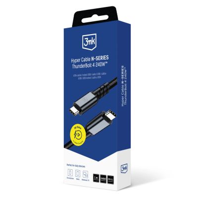 8. Kabel 3mk Hyper Cable N-SERIES Thunderbolt 4 USB-C / USB-C 1m 48V/5A 40Gb/s 240W 8K60Hz - czarny