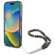 4. Etui Guess IML Glitter With Pearl Strap MagSafe na iPhone 16 - czarne