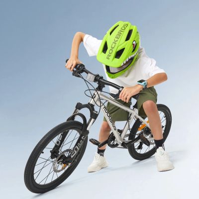 5. Kask rowerowy Rockbros TT-32004 Shark dziecięcy z odpinaną szczęką rozmiar M (54-58) - zielony