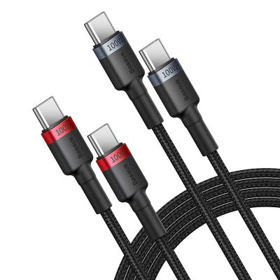 2. Kabel Baseus Cafule USB-C / USB-C 100W 1 m - czerwono-czarny i czarno-szary (2 szt.)