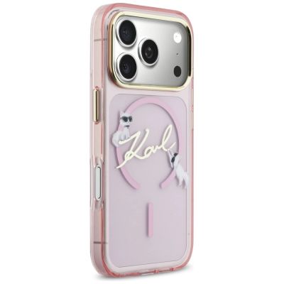 4. Etui Karl Lagerfeld IML Choupettes Karl  Script Logo MagSafe na iPhone 17 Pro - różowe