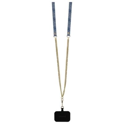 7. Etui Guess Leather Metal Logo Strass Crossbody na iPhone 16 - niebieskie