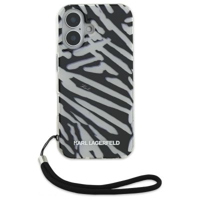 2. Etui Karl Lagerfeld IML Zebra Pattern & Cord na iPhone 16 - czarne