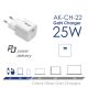 5. AKYGA ŁADOWARKA SIECIOWA 25W USB-C PD GAN 5-12V / 2.08-3A BIAŁA AK-CH-22