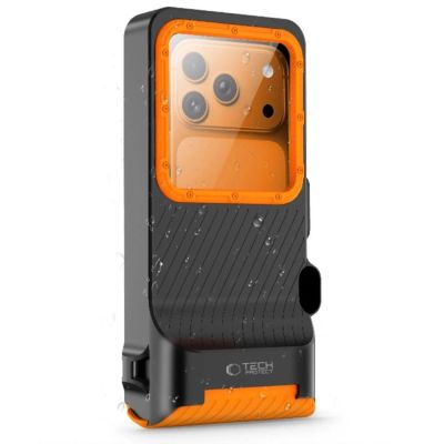 2. Etui wodoodporne Tech-Protect IPX8 Pro na telefon - pomarańczowo-czarne