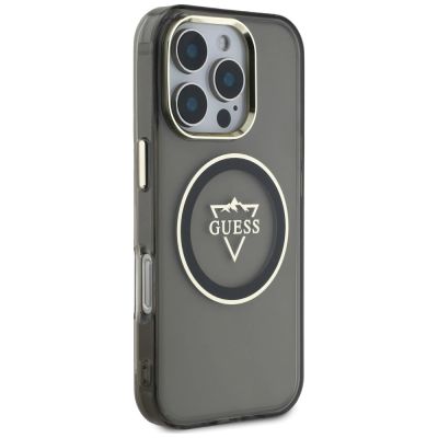 4. Etui Guess IML Metal Mountain Logo MagSafe na iPhone 16 Pro - czarny