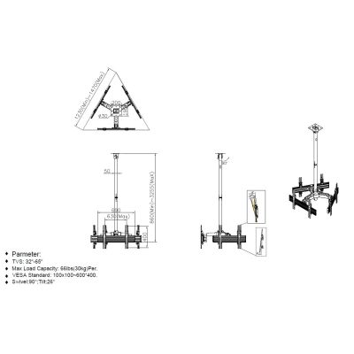 4. Uchwyt sufitowy do telewizora Equip Equipment 650371 32" - 65"