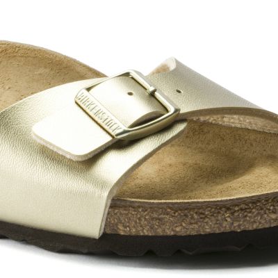 5. Klapki damskie Birkenstock Madrid Birko-Flor Gold regular szerokie złote (1016106)