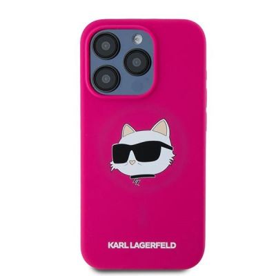 3. Etui Karl Lagerfeld Silicone Choupette Head MagSafe na iPhone 15 Pro Max - różowe