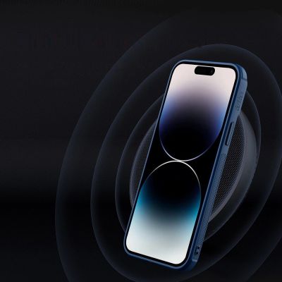 12. Nillkin Textured S Case etui iPhone 14 Pro Max pancerny pokrowiec z osłoną na aparat niebieski