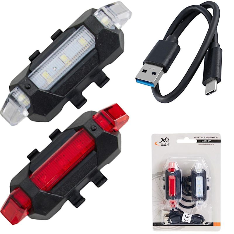 5. ZESTAW LAMP ROWEROWYCH LED PRZÓD I TYŁ XQMAX ŁADOWANIE USB