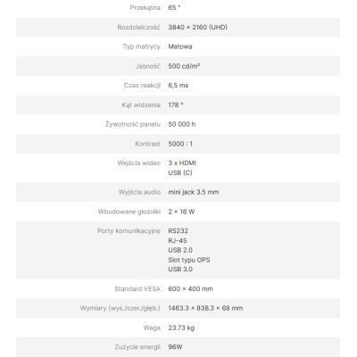 6. AVTEK MONITOR INFORMACYJNY DS2 65"