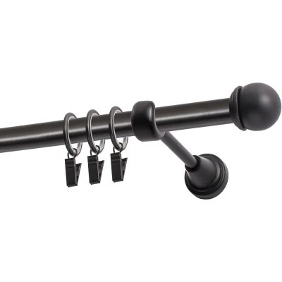 KARNISZ POJEDYNCZY FI 19 MM CZARNY 200 CM GAŁKA MAX Z KÓŁKAMI KOWALSKI