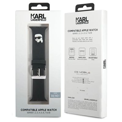 4. Pasek Karl Lagerfeld 3D Rubber Karl Head na Apple Watch 38/40/41mm - czarny