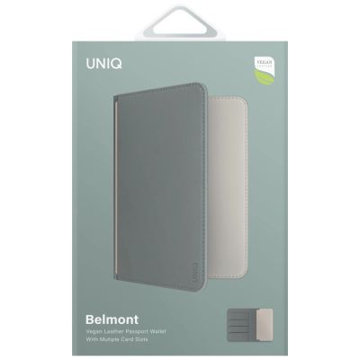 6. Etui na paszport UNIQ Belmont z blokadą RFID  - zielone/kość słoniowa
