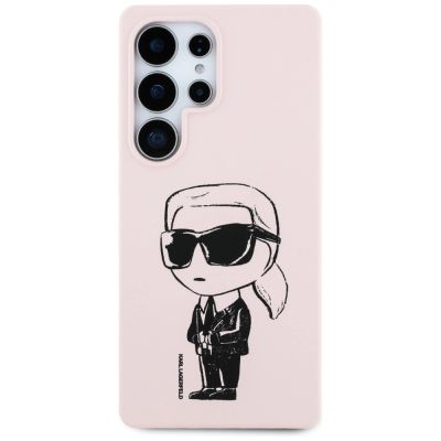 3. Etui Karl Lagerfeld Silicone Graffiti Ikonik Printed Logo MagSafe do Samsung Galaxy S25 Ultra - różowe