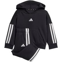 Dres dla dzieci adidas Essentials Joggers 3 Stripes Fleece Hoodie czarny JD6484