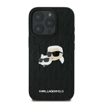 3. Etui Karl Lagerfeld Monogram Karl & Choupette Head Pin na iPhone 16 Pro - czarne